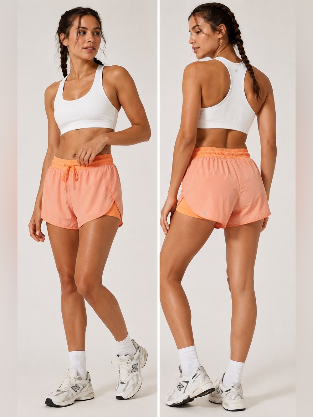 Free People Movement Get Your Flirt On Running Shorts Neon Orange Peach M EUC